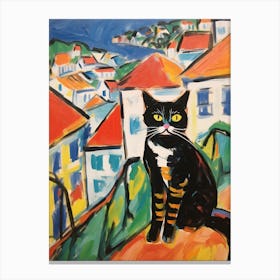 Painting Of A Cat In Porto Portugal Canvas Print