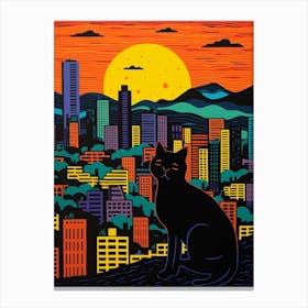 Sao Paulo, Brazil Skyline With A Cat 0 Canvas Print