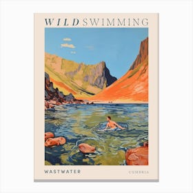 Wild Swimming At Wastwater Cumbria 1 Poster Canvas Print