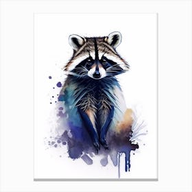 Blue Raccoon Watercolour 2 Canvas Print