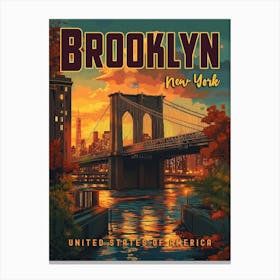 Brooklyn Bridge Sunrise - A Vintage Travel Poster Canvas Print