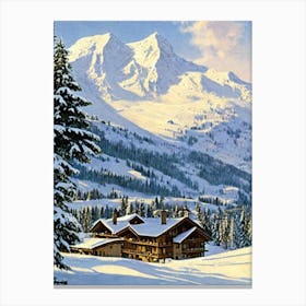 La Clusaz, France Ski Resort Vintage Landscape 1 Skiing Poster Canvas Print