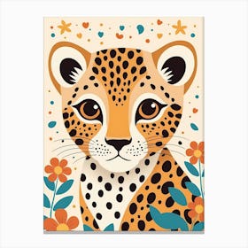 Floral Cute Baby Leopard Nursery Illustration (23) Canvas Print