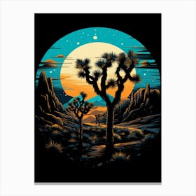 Joshua Tree At Night In Gold And Black (4) Canvas Print