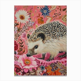 Floral Animal Painting Hedgehog 5 Canvas Print
