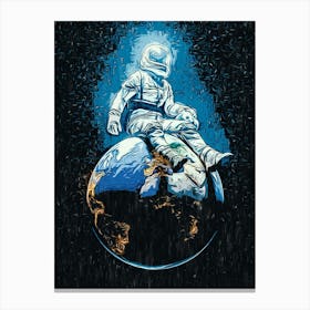 Astronaut On The Earth Canvas Print