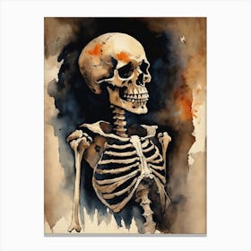 Vintage Halloween Gothic Skeleton Painting (16) Canvas Print