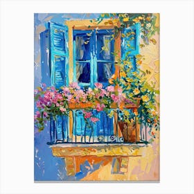Balcony Painting In Athens 3 Canvas Print