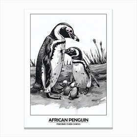 Penguin Feeding Their Chicks Poster 1 Canvas Print