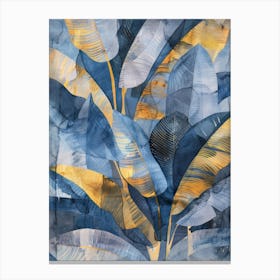 Blue And Gold Leaves 6 Canvas Print