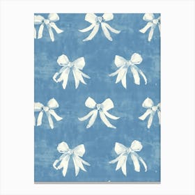 White And Blue Bows 4 Pattern Canvas Print