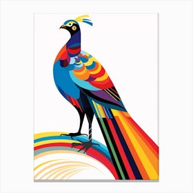 Colourful Geometric Bird Pheasant 3 Canvas Print