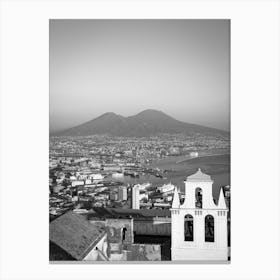 Naples City and the Mount Vesuvius| Black and White Photography 1 Canvas Print