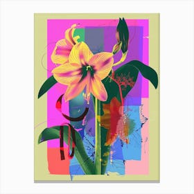 Amaryllis 5 Neon Flower Collage Canvas Print
