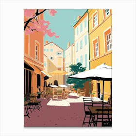 Aix En Povence, France, Flat Pastels Tones Illustration 1 Canvas Print