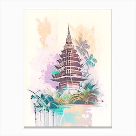 Bali Indonesia Watercolour Pastel Tropical Destination Canvas Print