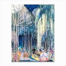 "The Princesses on Their Way to the Ball" Twelve Dancing Princesses by Kay Nielsen - East of the Sun and West of the Moon 1914 - Vintage Victorian Fairytale Art Signed Remastered High Resolution Canvas Print