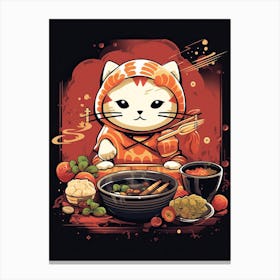 Kawaii Cat Drawings Cooking 7 Canvas Print