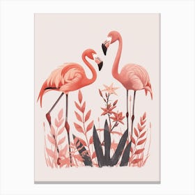 Jamess Flamingo And Heliconia Minimalist Illustration 2 Canvas Print