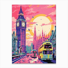 London In Risograph Style 4 Canvas Print