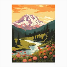 Mount Rainier National Park Retro Pop Art 1 Canvas Print