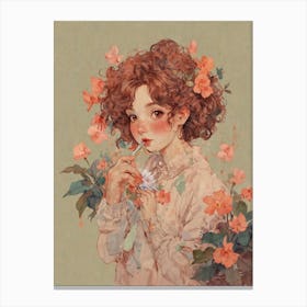 Girl With Flowers 8 Canvas Print