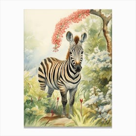Storybook Animal Watercolour Zebra 2 Canvas Print