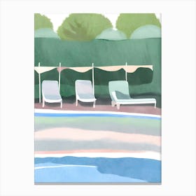 Pool Loungers blue Canvas Print