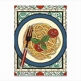 Spaghetti On A Tiled Background 1 Canvas Print