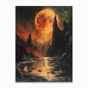 Full Moon In The Sky Bichromatic, Surrealism, Impressionism Canvas Print