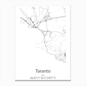 Taranto,Italy Minimalist Map Lienzo