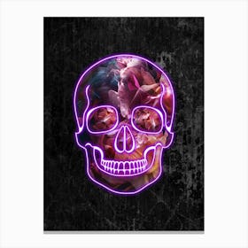 Neon Halloween Skull Canvas Print