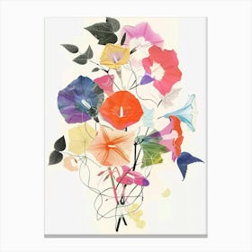 Morning Glory 3 Collage Flower Bouquet Canvas Print
