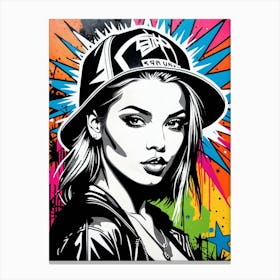 Graffiti Mural Of Beautiful Hip Hop Girl 40 Canvas Print