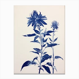 Blue Botanical Bee Balm 3 Canvas Print