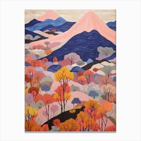 Mount Fuji Japan 4 Colourful Mountain Illustration Canvas Print