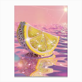 Disco Lemon Print Poster Glam Glitter Effect Lemons Canvas Print