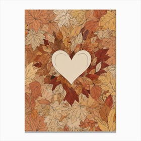 Autumn Leaves Heart Vector Canvas Print