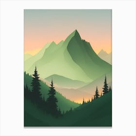 Misty Mountains Vertical Composition In Green Tone 146 Canvas Print