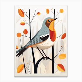 Colourful Geometric Bird Hermit Thrush 2 Canvas Print