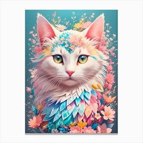 Cat With Flowers Canvas Print