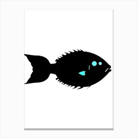 Black Fish Silhouette With Blue Details Canvas Print