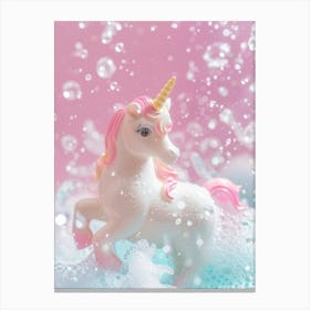 Toy Unicorn In The Bubble Bath 2 Canvas Print