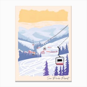 Poster Of Sun Peaks Resort   British Columbia, Canada, Ski Resort Pastel Colours Illustration 0 Canvas Print
