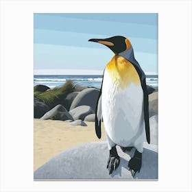King Penguin Boulders Beach Simons Town Minimalist Illustration 2 Canvas Print