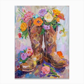 Cowboy Boots And Wildflowers 5 Canvas Print