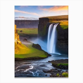 Hrafnabjargarfoss, Iceland Majestic, Beautiful & Classic (1) Canvas Print