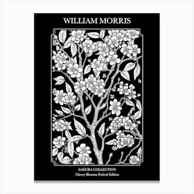 William Morris  Style Cherry Blossom Black And White 1 Canvas Print