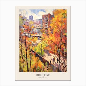 Autumn City Park Painting High Line Park New York City Poster Canvas Print