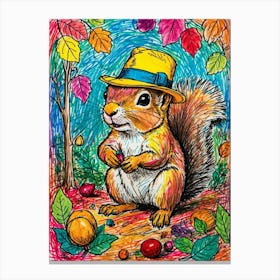Squirrel In Hat Canvas Print